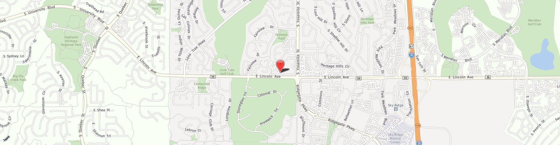 Location Map: 8683 East Lincoln Ave. Lone Tree, CO 80124