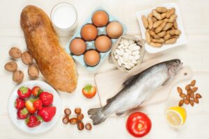 A table of foods that are associated with food sensitivities