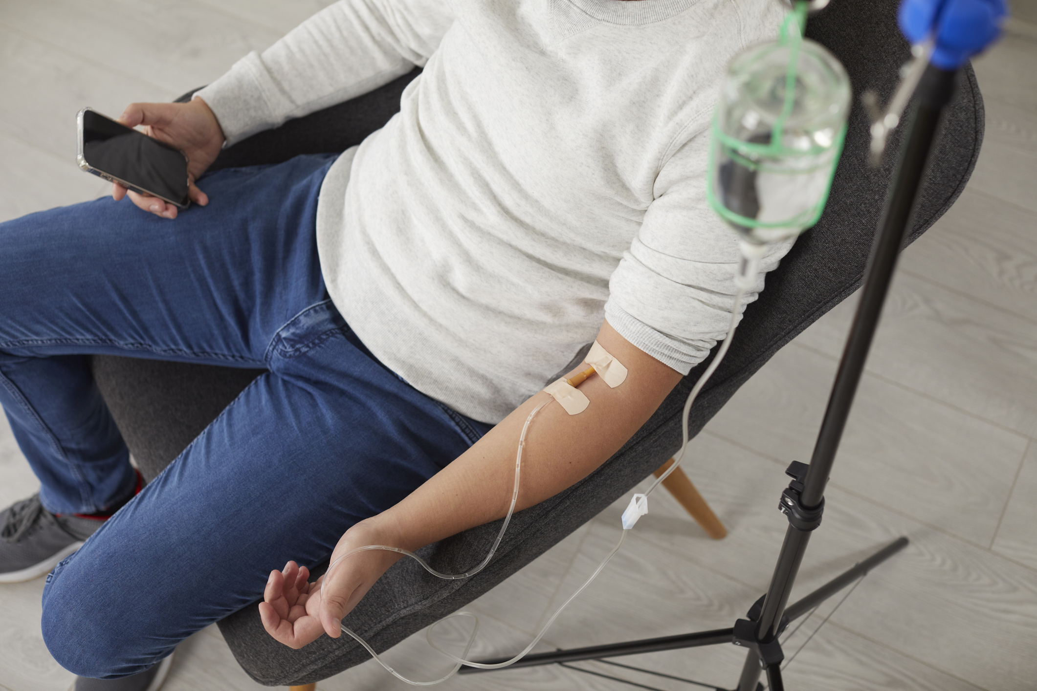 Man getting IV therapy in Lone Tree